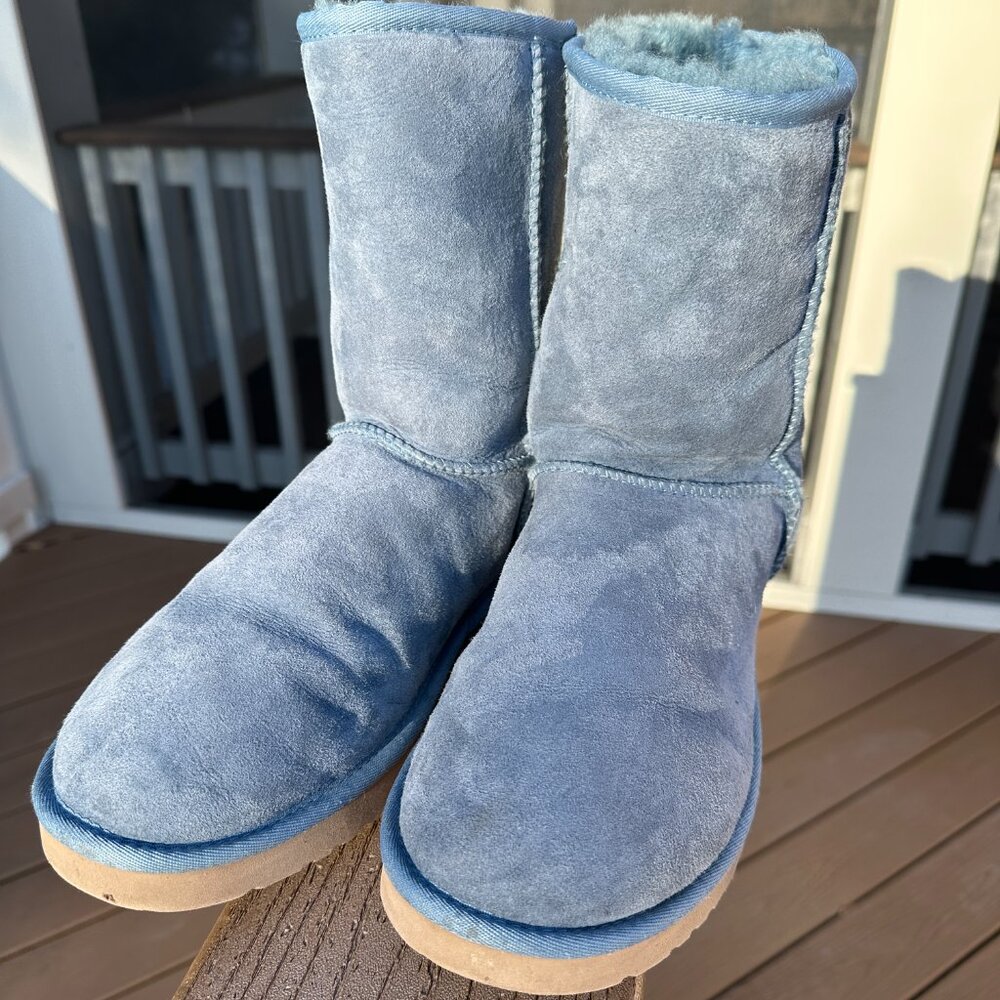 UGG Classic Short 5825 Blue Suede Round Toe Pull On Snow Boots Women Sz 11 - Picture 4 of 16
